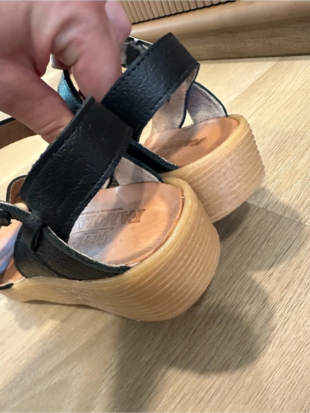 Famolare Double Play platform sandals in the Coal colorway, Black Platform Buckl